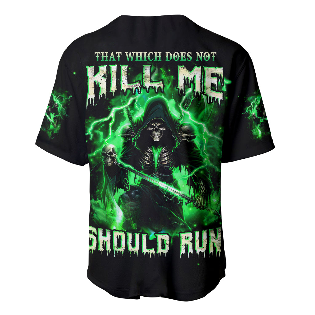 Reaper Skull Baseball Jersey That Which Does Not Kill Me Should Run - Wonder Print Shop