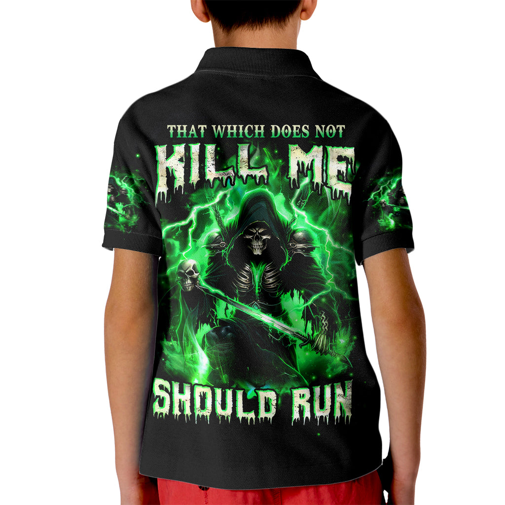 Reaper Skull Kid Polo Shirt That Which Does Not Kill Me Should Run - Wonder Print Shop