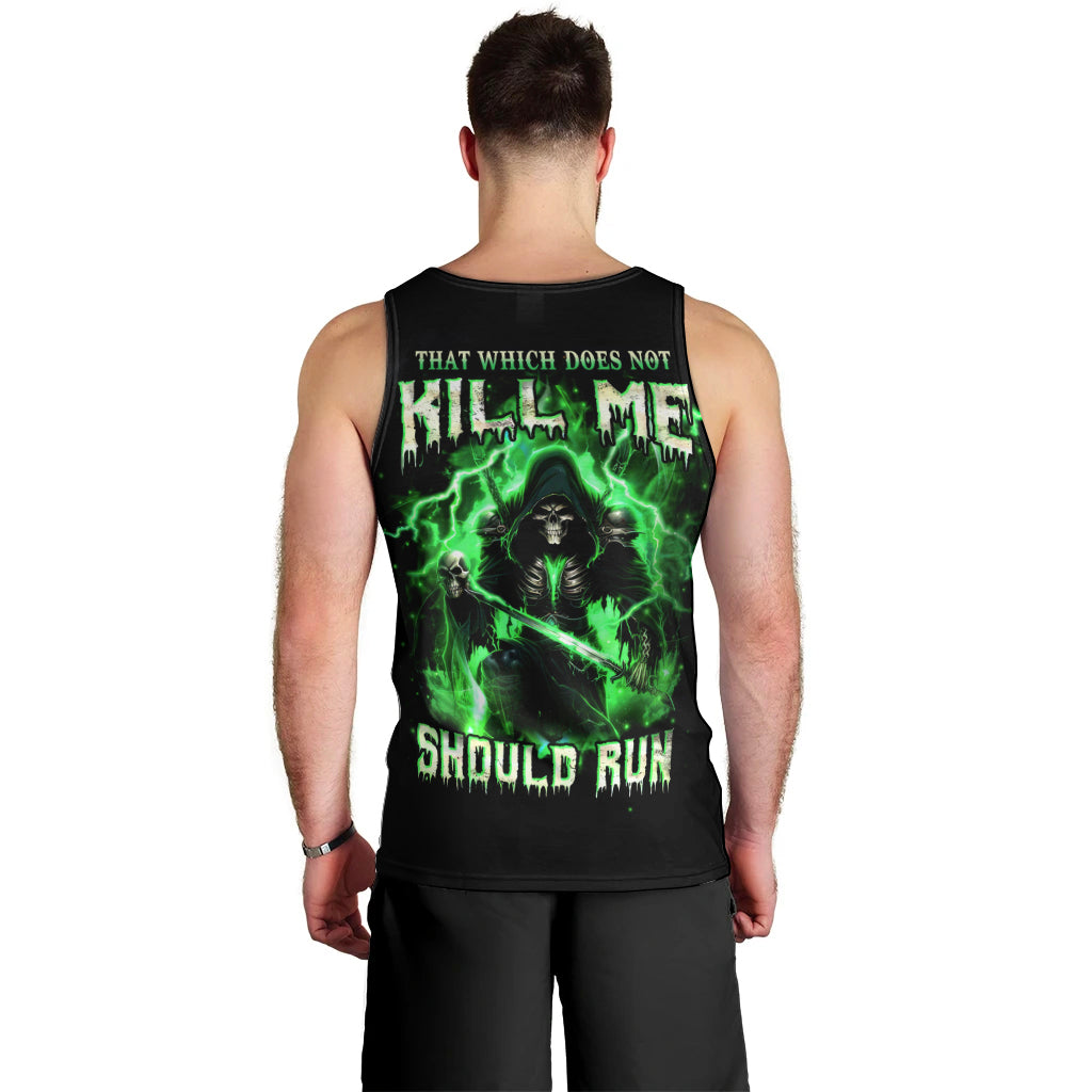 Reaper Skull Men Tank Top That Which Does Not Kill Me Should Run - Wonder Print Shop