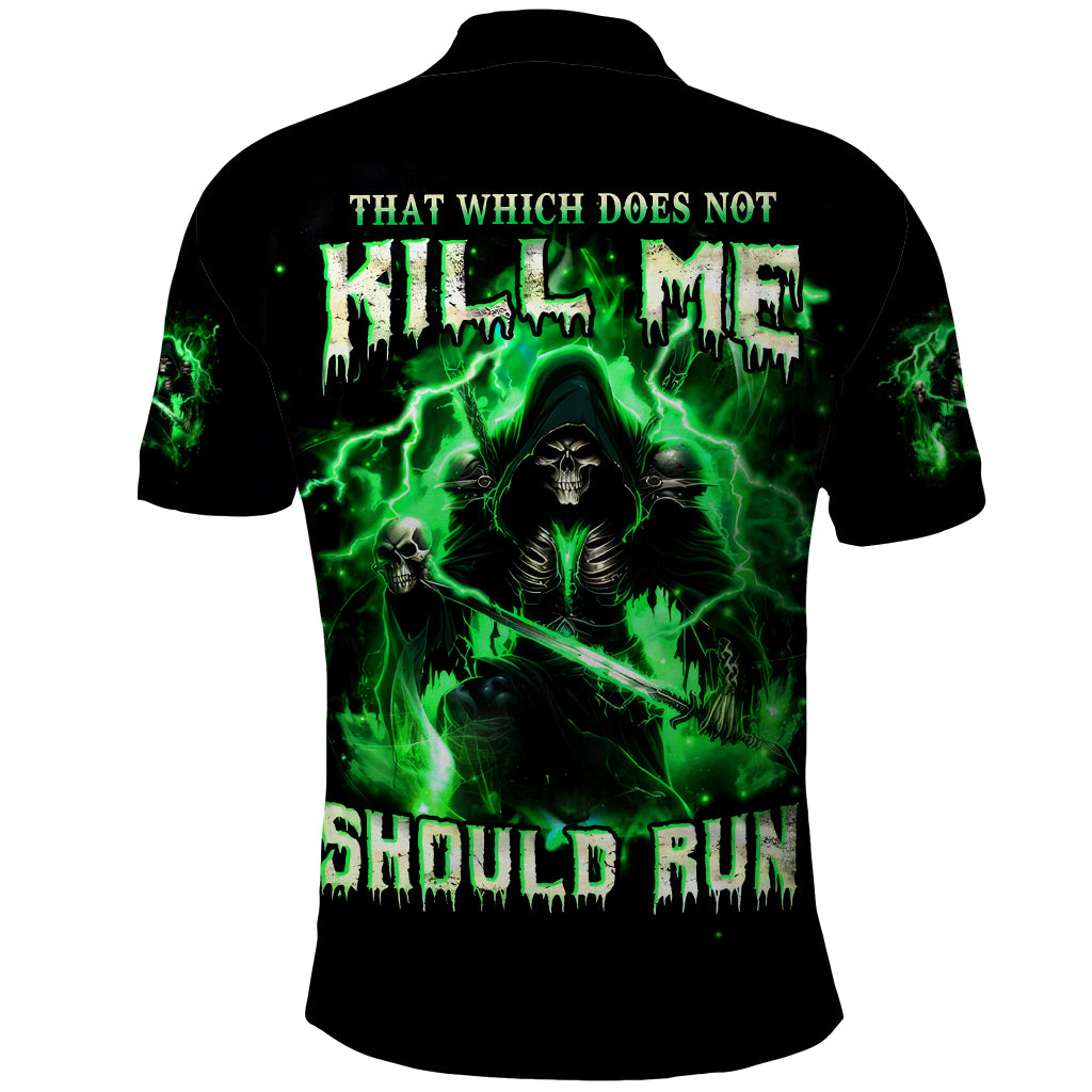 Reaper Skull Polo Shirt That Which Does Not Kill Me Should Run - Wonder Print Shop