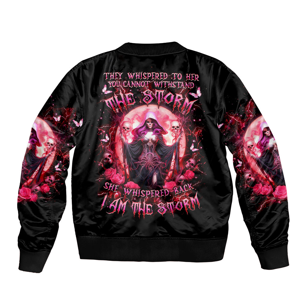 Witch Skull Bomber Jacket She Whispered Back Iam The Storm - Wonder Print Shop