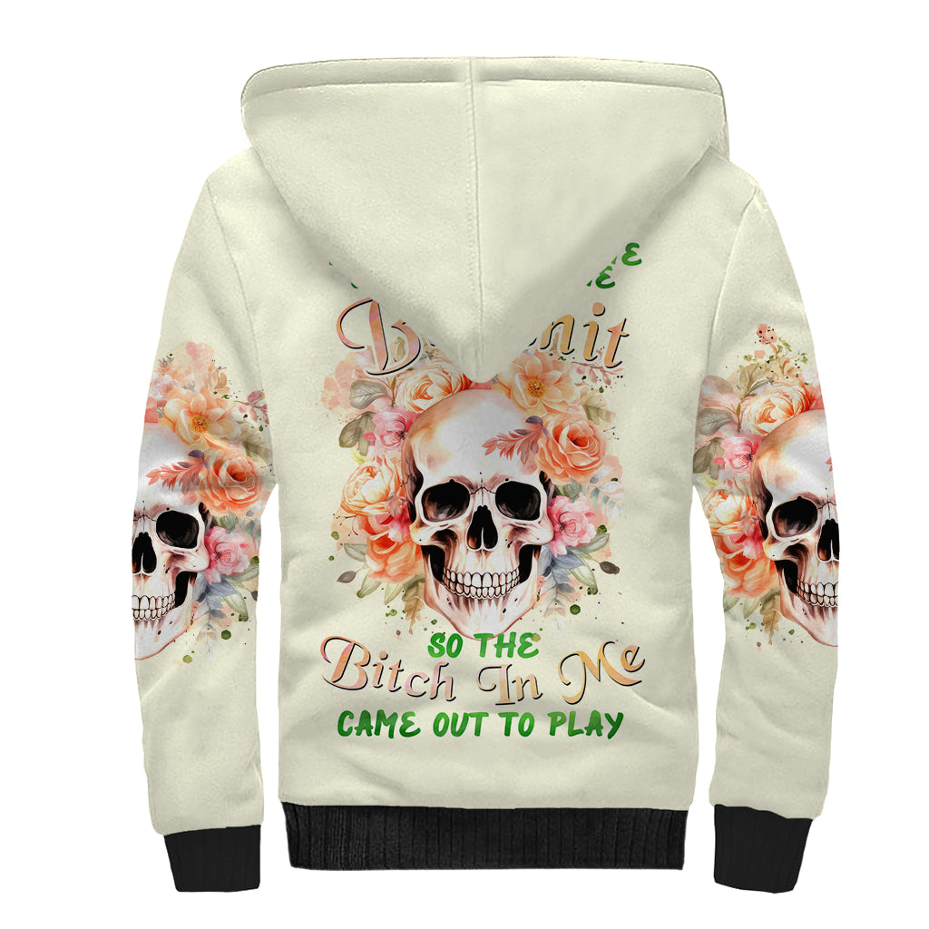 Rose Skull Sherpa Hoodie The Good Girl In Me Got Tired Of The Bullshit - Wonder Print Shop