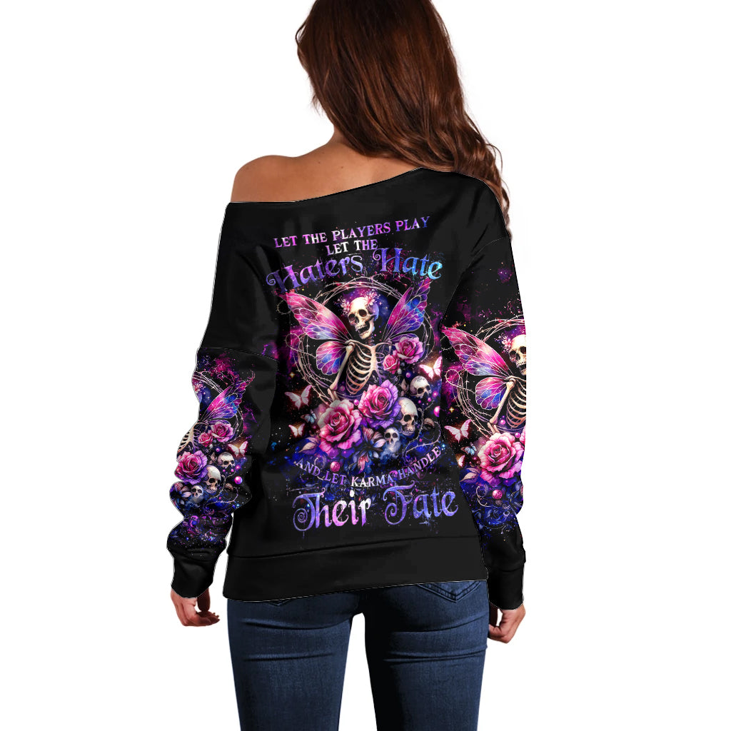 Fairy Skull Off Shoulder Sweater Let Karma Handle Their Fate - Wonder Print Shop