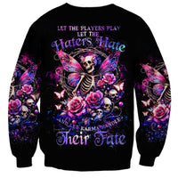 Black unisex sweatshirt with fairy skull, roses, butterflies, and colorful front graphic