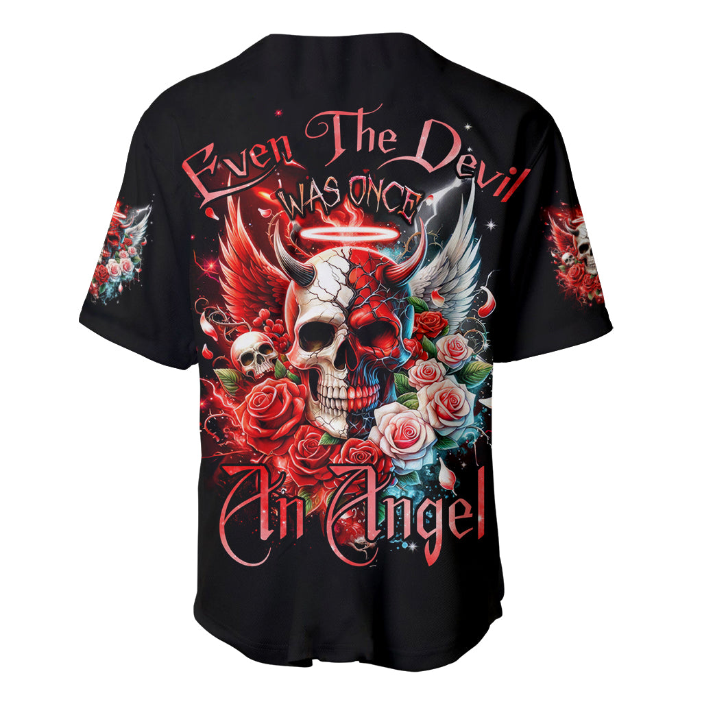 Evil Angel Skull Baseball Jersey Even The Devil Was Once An Angel - Wonder Print Shop