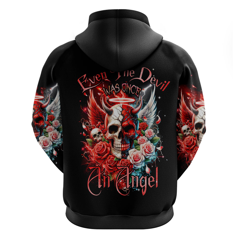 Evil Angel Skull Hoodie Even The Devil Was Once An Angel - Wonder Print Shop