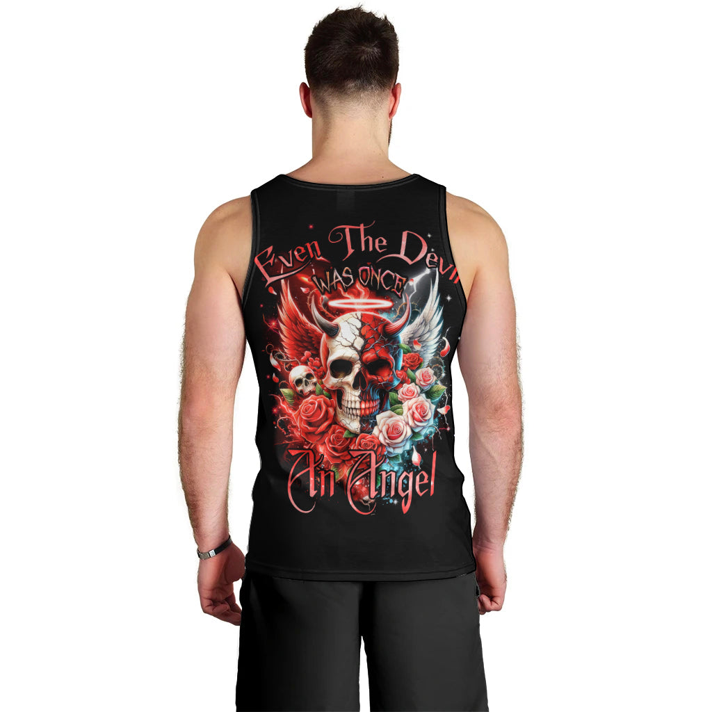 Evil Angel Skull Men Tank Top Even The Devil Was Once An Angel - Wonder Print Shop