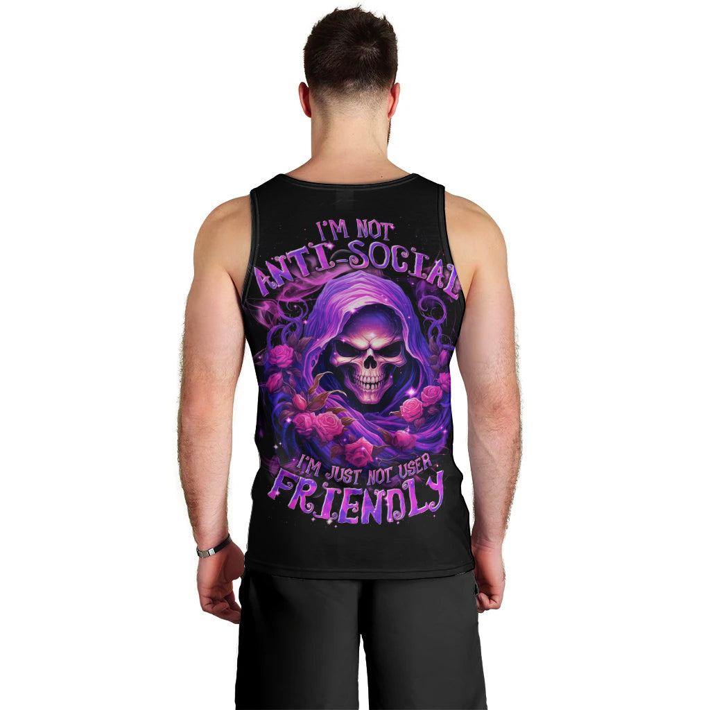 Reaper Skull Men Tank Top I'm Not Anti-Social I'm Just Not User Friendly - Wonder Print Shop