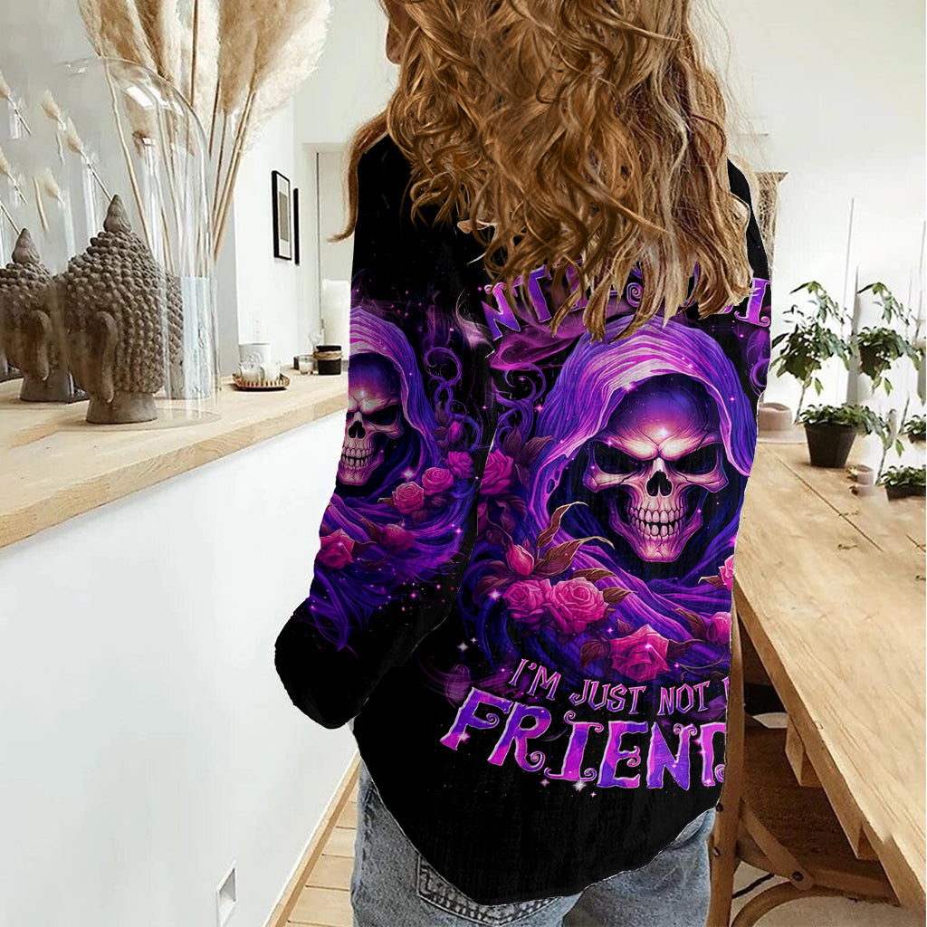 Reaper Skull Women Casual Shirt I'm Not Ant-Social I'm Just Not User Friendly