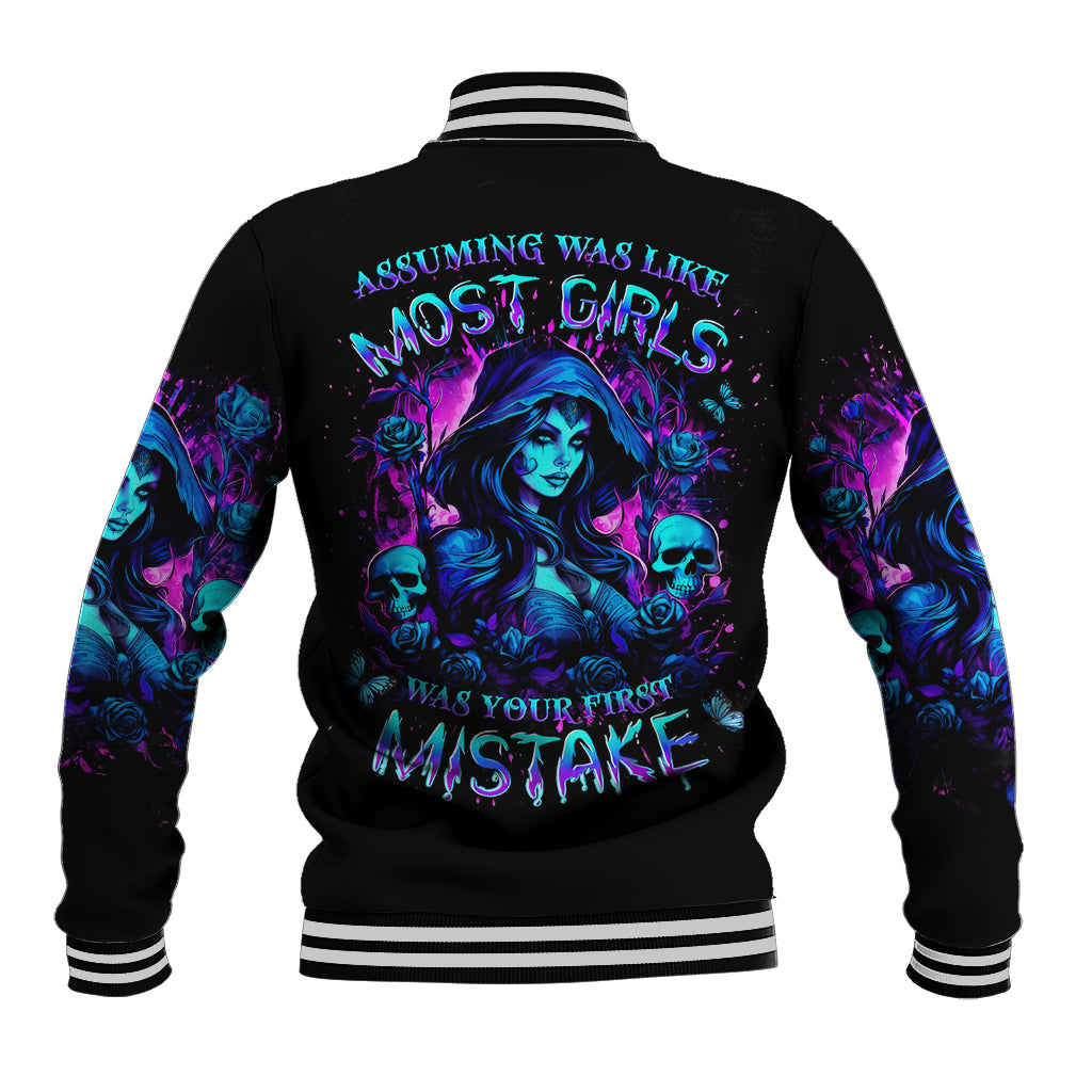 Witch Skull Baseball Jacket Assuming Was Like Most Girls Was Your First Mistake - Wonder Print Shop