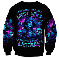 Black witch skull sweatshirt with large back graphic and roses, long sleeves
