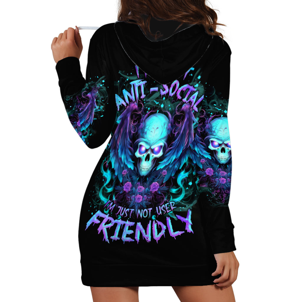 Angel Skull Hoodie Dress I'm Not Anti-Social I'm Just Not User Friendly - Wonder Print Shop