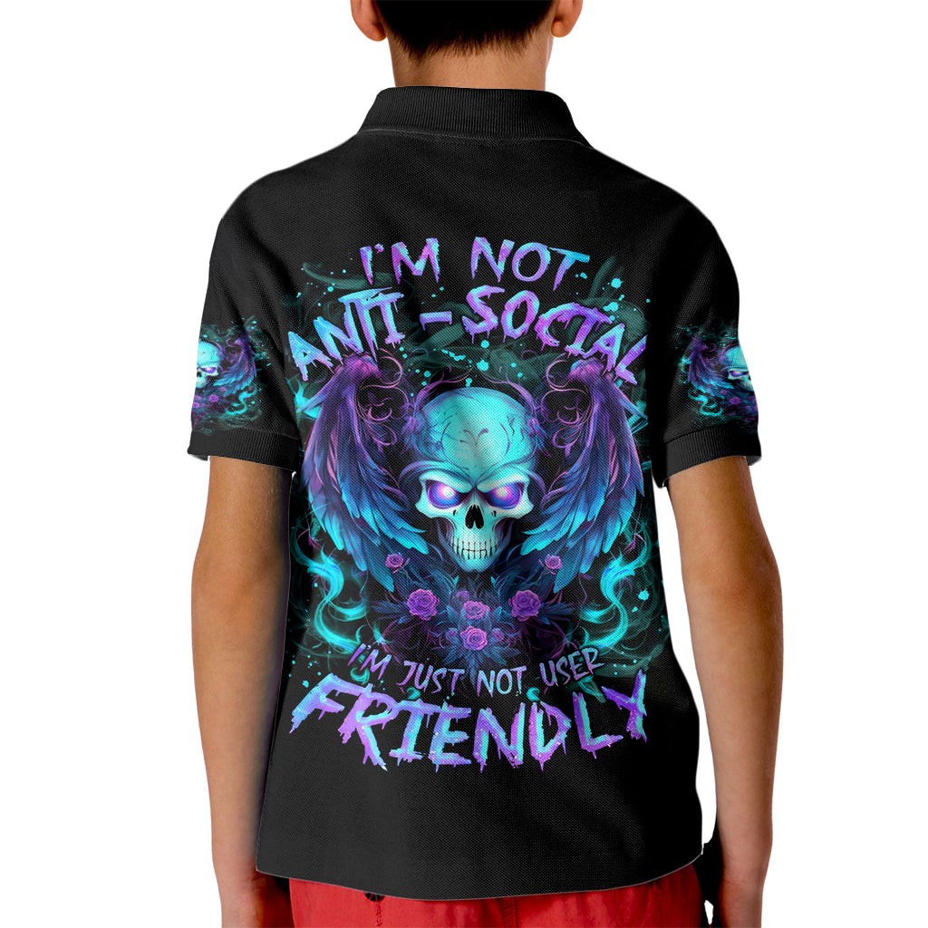 Angel Skull Kid Polo Shirt I'm Not Anti-Social I'm Just Not User Friendly - Wonder Print Shop