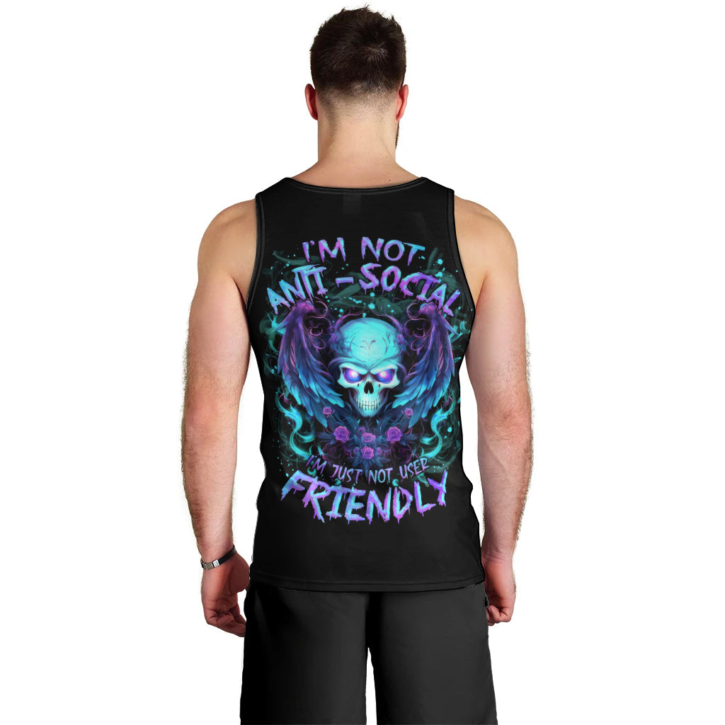 Angel Skull Men Tank Top I'm Not Anti-Social I'm Just Not User Friendly - Wonder Print Shop