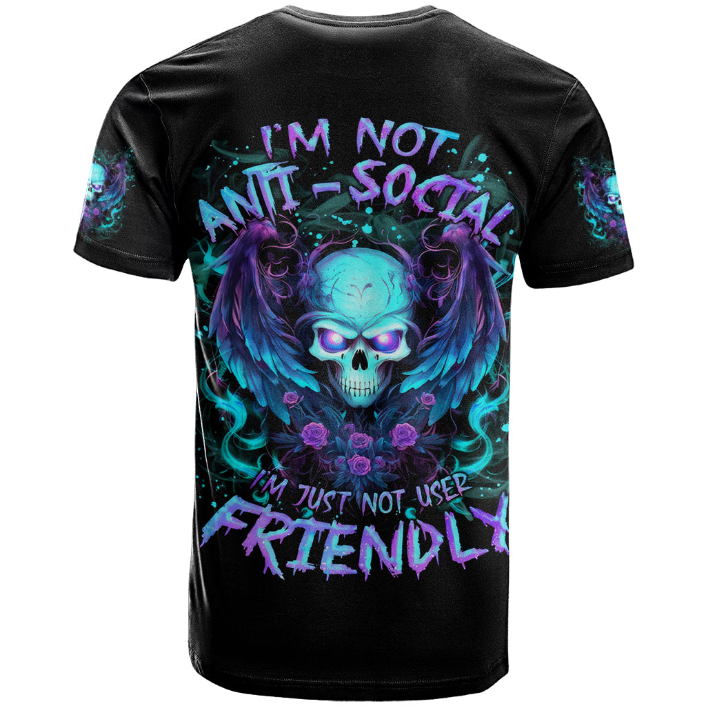 Angel Skull T Shirt I'm Not Anti-Social I'm Just Not User Friendly - Wonder Print Shop