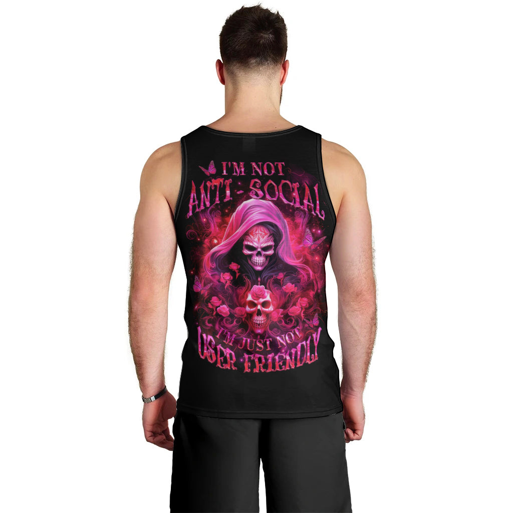 Witch Skull Men Tank Top I'm Not Anti-Social I'm Just Not User Friendly - Wonder Print Shop