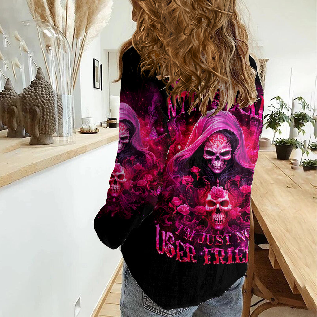 Witch Skull Women Casual Shirt I'm Not Ant-Social I'm Just Not User Friendly