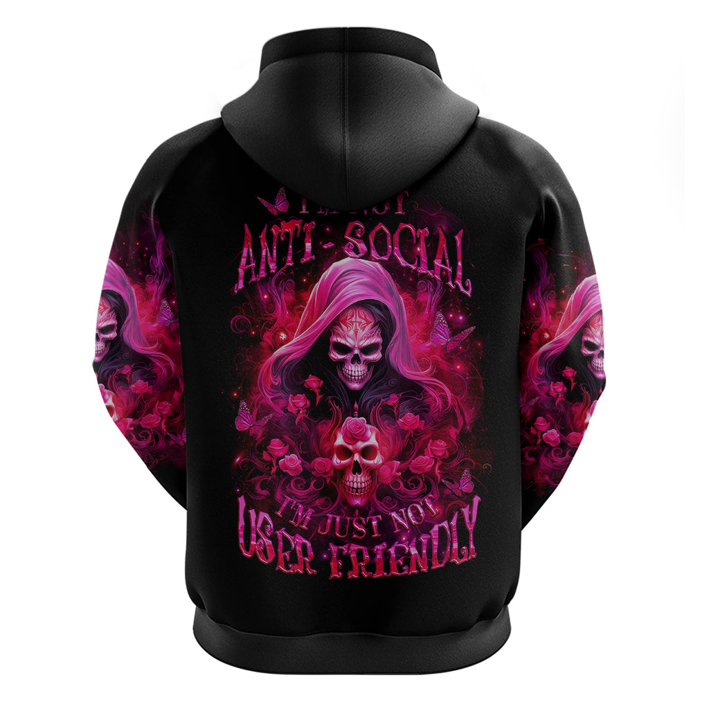 Witch Skull Zip Hoodie I'm Not Ant-Social I'm Just Not User Friendly