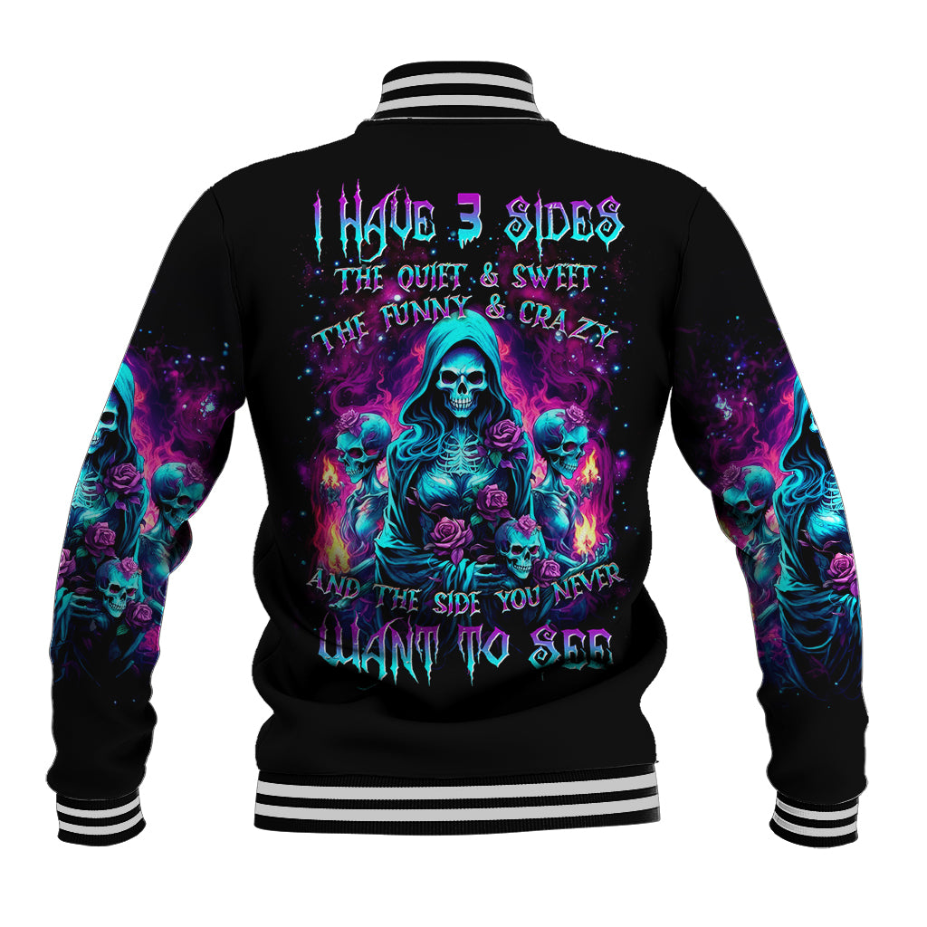 Witch Skull Baseball Jacket I Have 3 Sides And The Side You Never Want To See - Wonder Print Shop