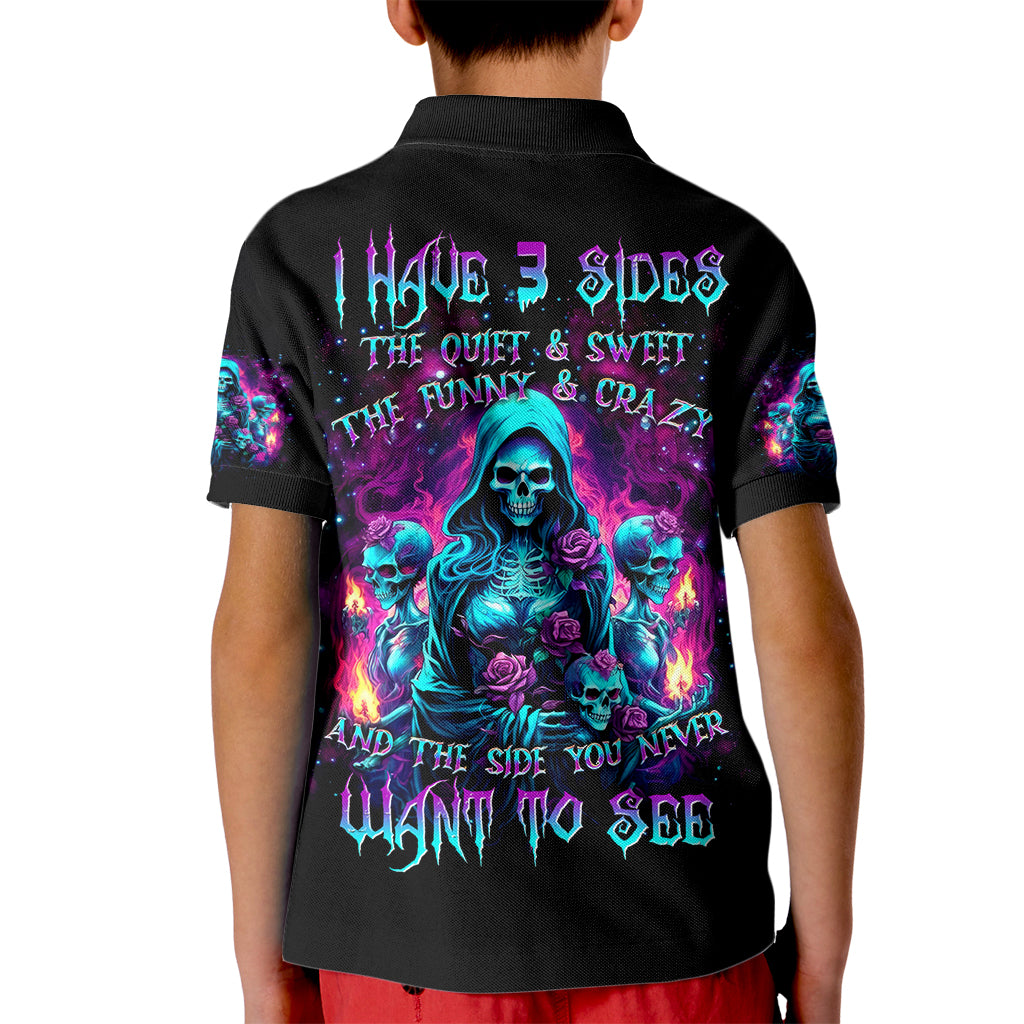 Witch Skull Kid Polo Shirt I Have 3 Sides And The Side You Never Want To See - Wonder Print Shop