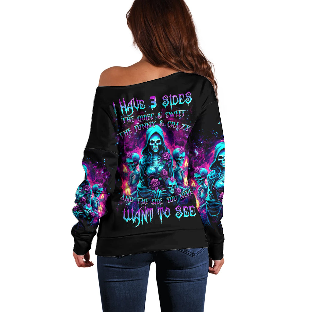 Witch Skull Off Shoulder Sweater I Have 3 Sides And The Side You Never Want To See - Wonder Print Shop