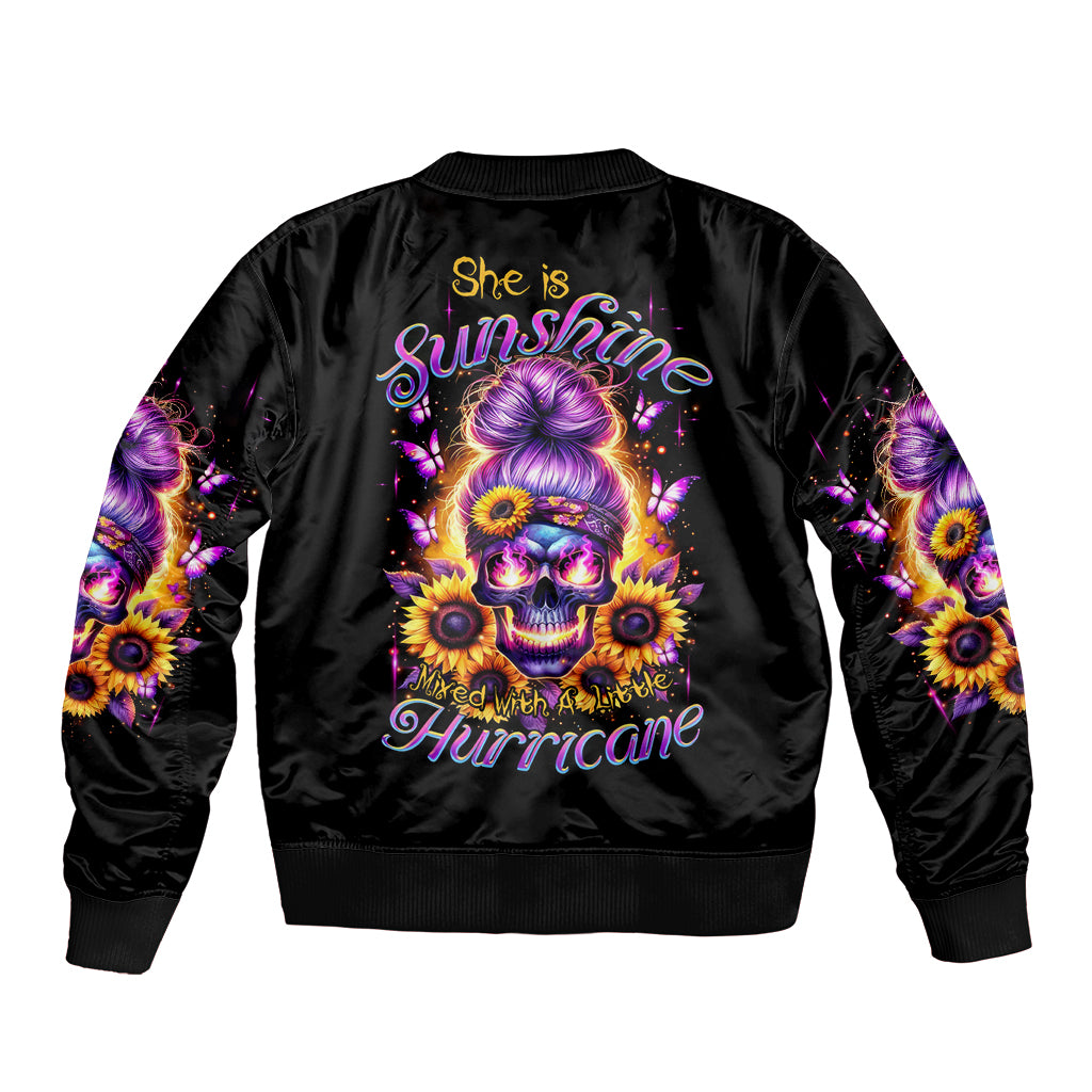 Sunflower Skull Bomber Jacket She Is Sunshine Mixed With A Little Hurricane - Wonder Print Shop