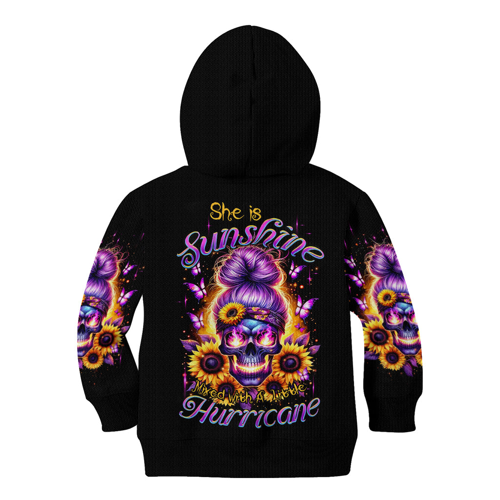 Sunflower Skull Kid Hoodie She Is Sunshine Mixed With A Little Hurricane - Wonder Print Shop