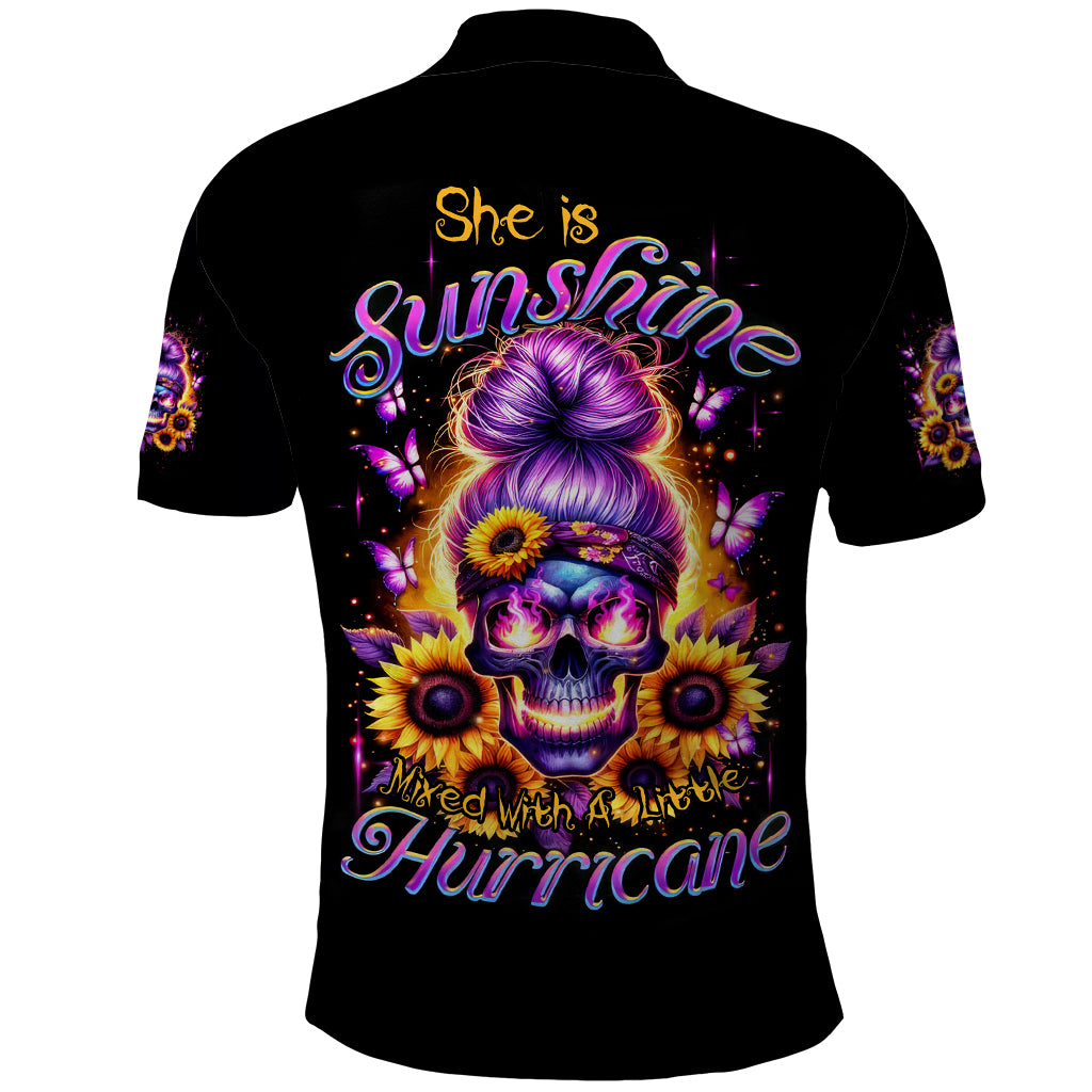 Sunflower Skull Polo Shirt She Is Sunshine Mixed With A Little Hurricane - Wonder Print Shop