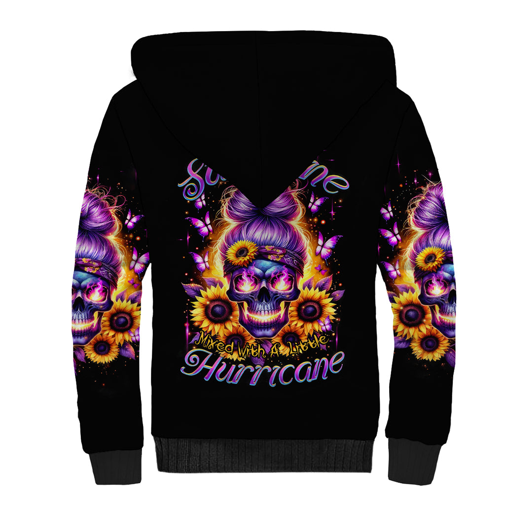 Sunflower Skull Sherpa Hoodie She Is Sunshine Mixed With A Little Hurricane - Wonder Print Shop