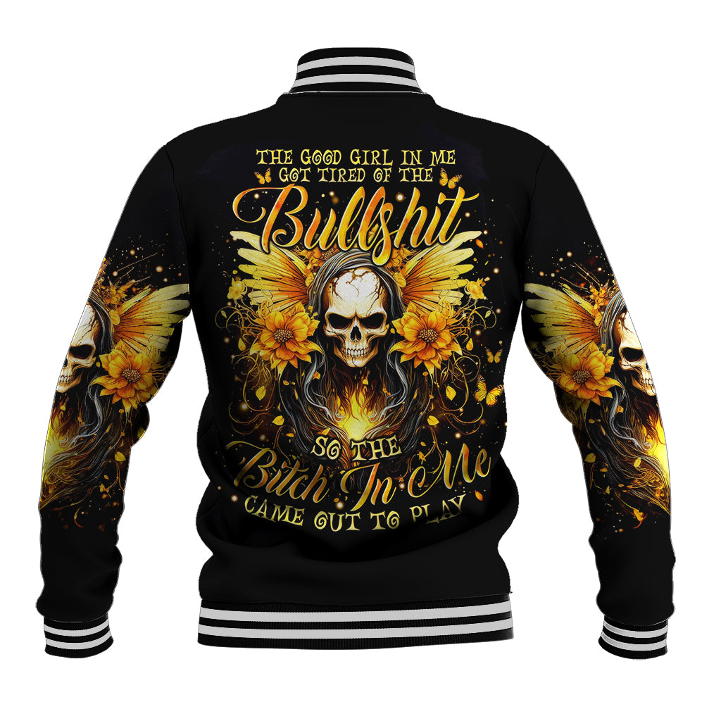 Fairy Skull Baseball Jacket The Good Girl In Me Got Tired Of The Bullshit - Wonder Print Shop