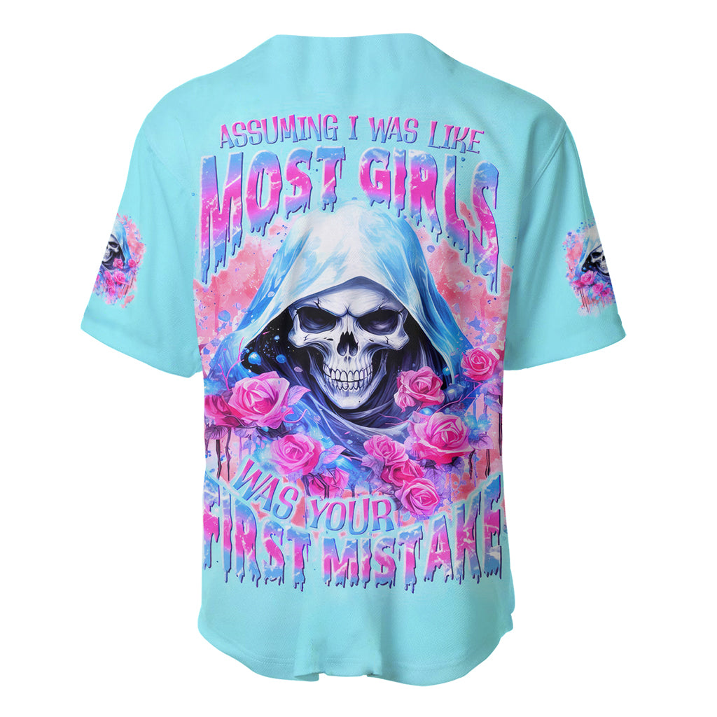 Witch Skull Baseball Jersey Assuming Was Like Most Girls Was Your First Mistake - Wonder Print Shop