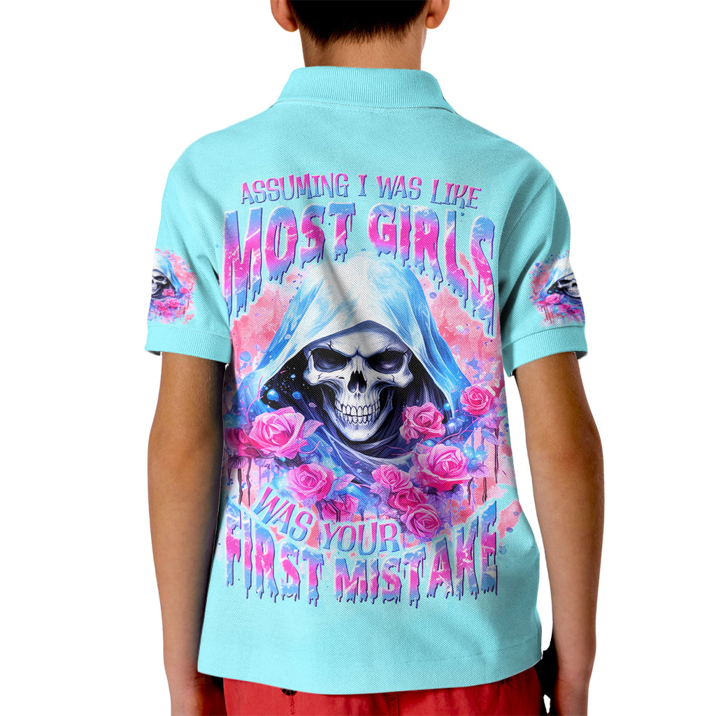 Witch Skull Kid Polo Shirt Assuming Was Like Most Girls Was Your First Mistake - Wonder Print Shop