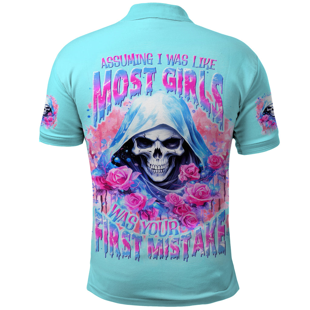 Witch Skull Polo Shirt Assuming Was Like Most Girls Was Your First Mistake - Wonder Print Shop