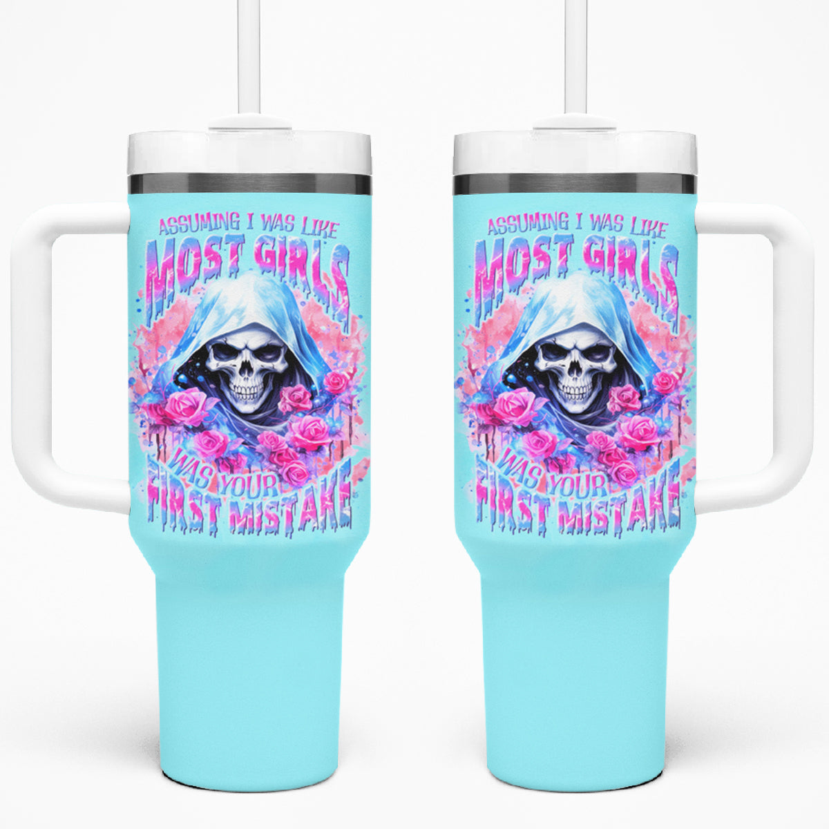 Witch Skull Tumbler With Handle Assuming Was Like Most Girls Was Your First Mistake