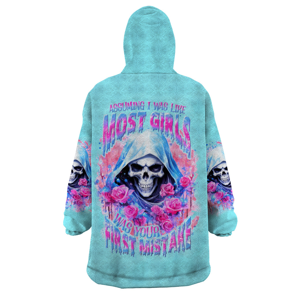 Witch Skull Wearable Blanket Hoodie Assuming Was Like Most Girls Was Your First Mistake - Wonder Print Shop