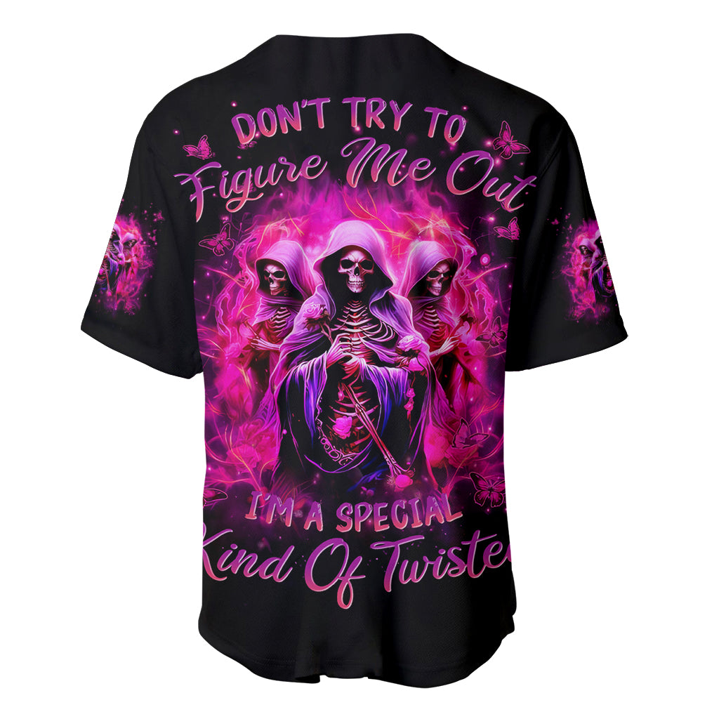 Witch Skull Baseball Jersey Don't Try To Figure Me Out I'm A Special Kind Of Twisted - Wonder Print Shop