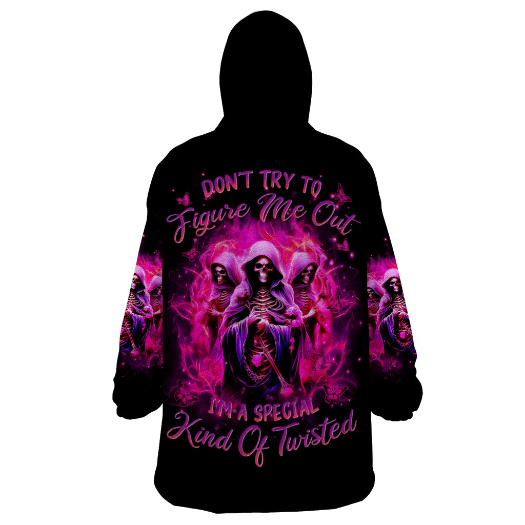 Witch Skull Wearable Blanket Hoodie Don't Try To Figure Me Out I'm A Special Kind Of Twisted - Wonder Print Shop