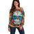 Day of Dead Skull Off Shoulder Sweater Sugar Skull Butterfly - Wonder Print Shop