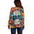 Day of Dead Skull Off Shoulder Sweater Sugar Skull Butterfly - Wonder Print Shop