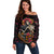 Day of Dead Lady Off Shoulder Sweater Sugar Skull Lady Dancing - Wonder Print Shop