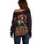 Day of Dead Lady Off Shoulder Sweater Sugar Skull Lady Dancing - Wonder Print Shop