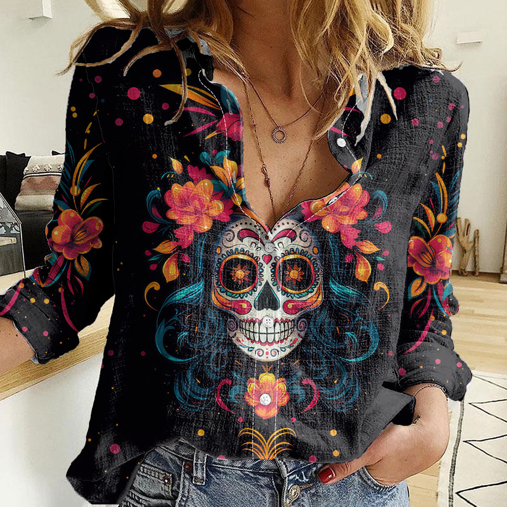 day-of-dead-skull-women-casual-shirt-sugar-skull-festival-lady