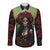 Day of Dead Lady Long Sleeve Button Shirt Sugar Skull Rose Lady - Wonder Print Shop