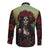 Day of Dead Lady Long Sleeve Button Shirt Sugar Skull Rose Lady - Wonder Print Shop