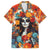 Day of Dead Lady Family Matching Off Shoulder Short Dress and Hawaiian Shirt Sugar Skull Field Rose Lady - Wonder Print Shop