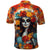 Day of Dead Lady Polo Shirt Sugar Skull Field Rose Lady - Wonder Print Shop