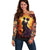 Day of Dead Couple Off Shoulder Sweater Sugar Skull Couple Dancing - Wonder Print Shop