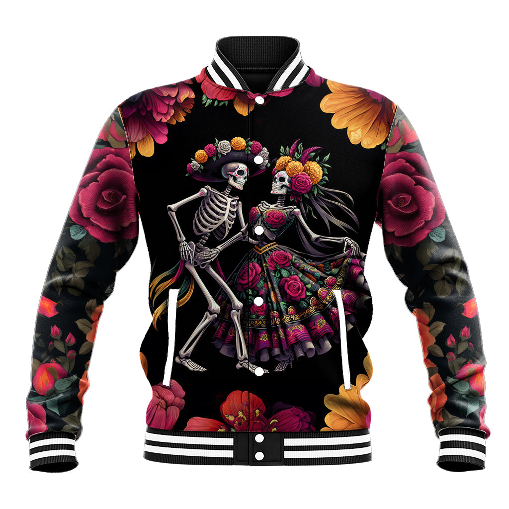 Day of Dead Couple Baseball Jacket Sugar Skull Couple Dancing - Wonder Print Shop