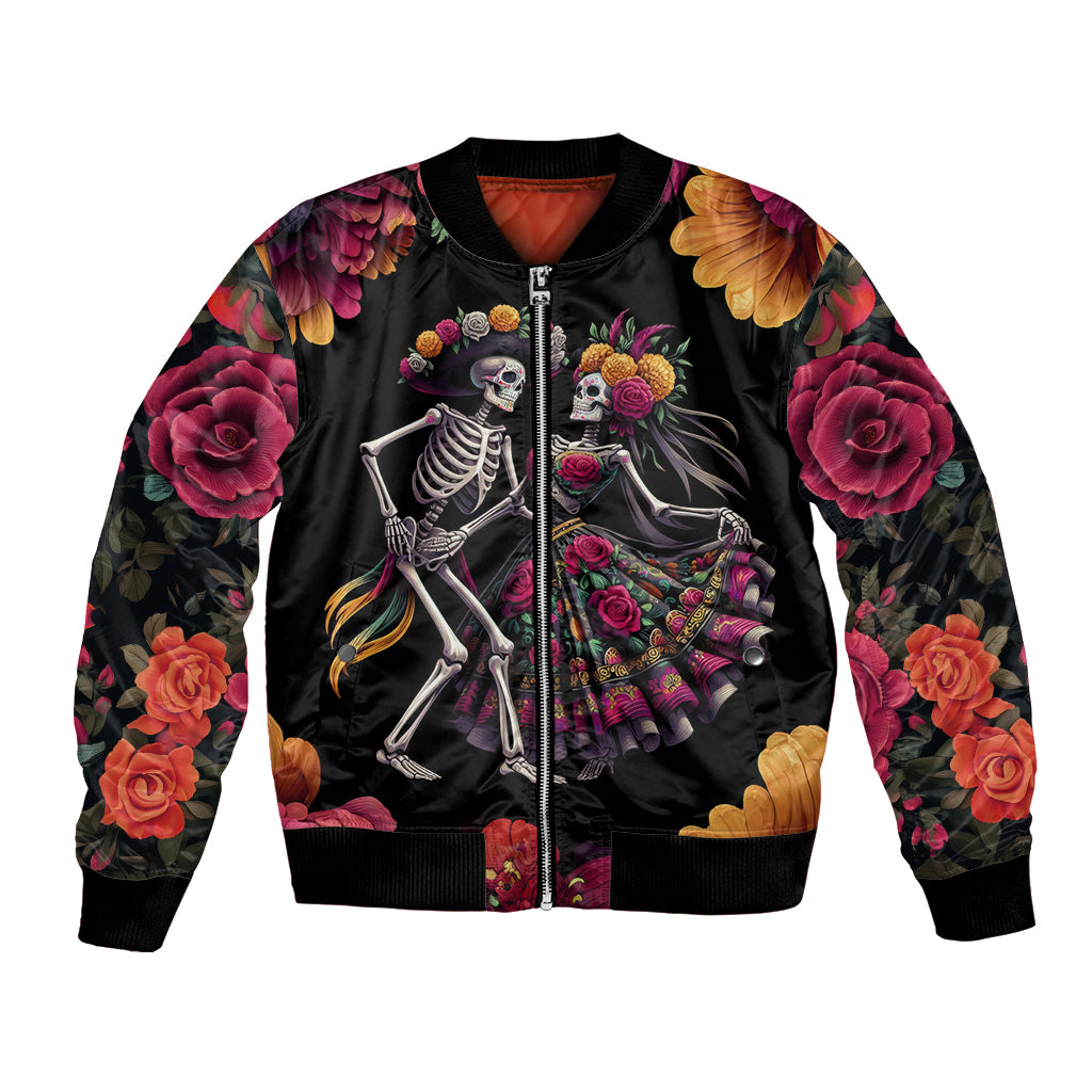 Day of Dead Couple Bomber Jacket Sugar Skull Couple Dancing - Wonder Print Shop