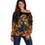 Day of Dead Lady Off Shoulder Sweater Sugar Skull Field Marigold Lady - Wonder Print Shop